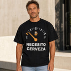 Necesito Cerveza beer gauge graphic tee black front lifestyle model