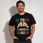El Papa Mas Chingon funny dad graphic tee black front model