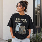 Respect Your Elders Funny Graphic Tee front print product photo 01 | Diya Glow