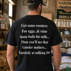 Get Some Roosters And Bulls funny country graphic tee black back print lifestyle model