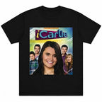iCharlie retro TV show cast graphic tee black front print flat lay