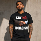 Say No To Racism anti-racism graphic tee black front model