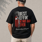 Best Effin' Bonus Dad Ever funny bonus dad graphic tee black back print male model