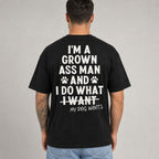 I'm a Grown Ass Man funny dog owner graphic tee black back model