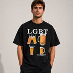 LGBT Let's Get Beers Tonight funny beer graphic tee black front print model