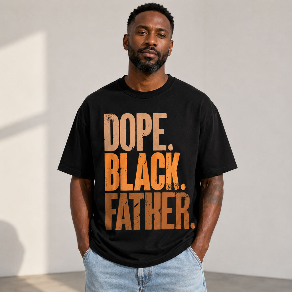 Dope Black Father statement graphic tee black front print model