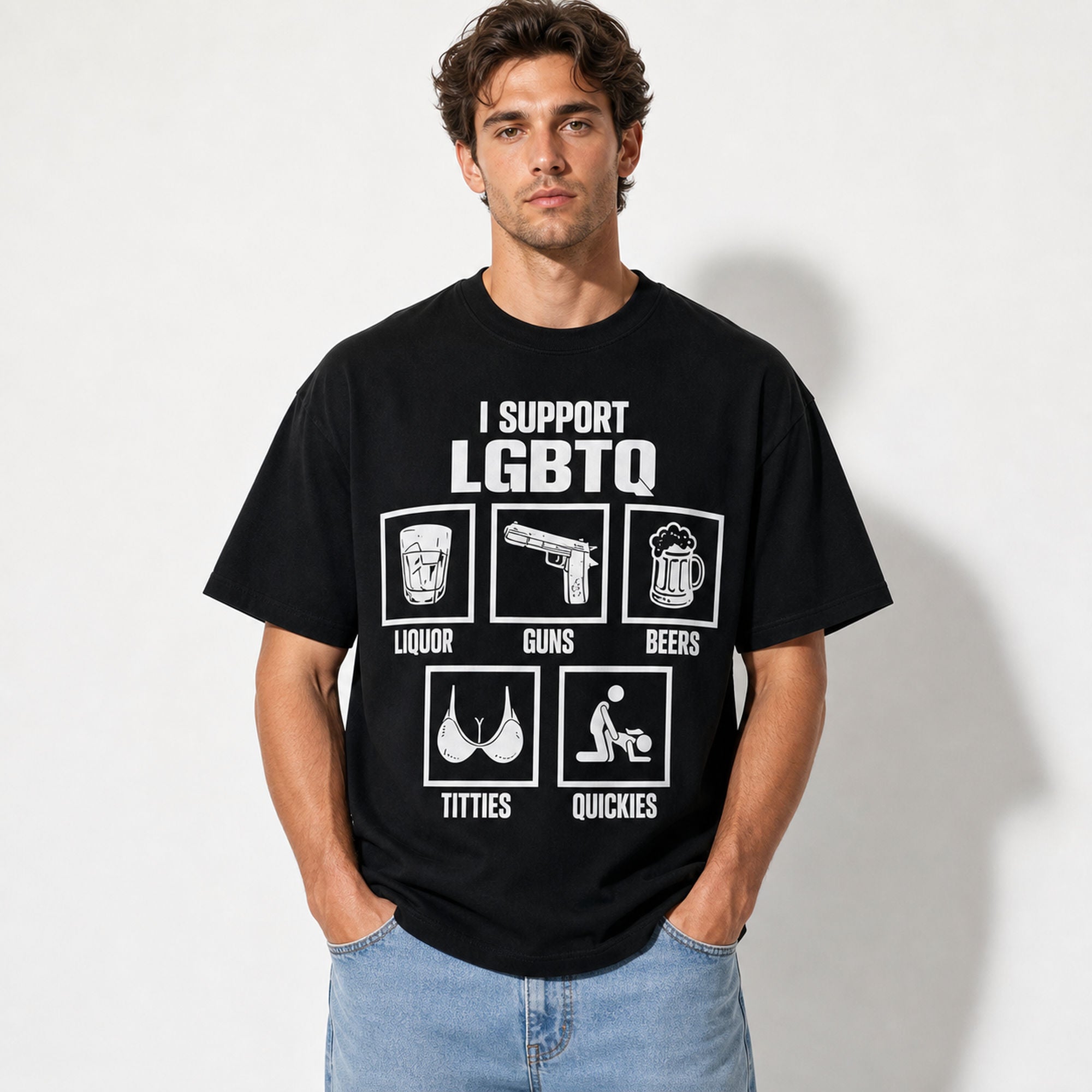 I Support LGBTQ Funny Graphic Tee front print product photo 01 | Diya Glow