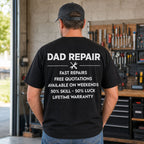 Dad Repair Service funny dad graphic tee black back model