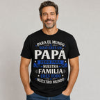 Para El Mundo Papa Spanish Father's Day graphic tee black front model