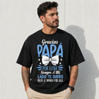 Gracias Papa Siempre A Mi Lado Spanish dad graphic tee black front model