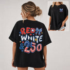 Red White & 250 Patriotic Graphic Tee front print product photo 01 | Diya Glow