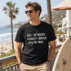 Gulf of Mexico Kennedy Center Lake Ontario political satire black graphic tee beach lifestyle model
