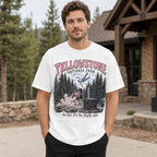 Yellowstone Do Not Pet The Fluffy Cows bison graphic tee white front male lodge model