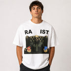 RA IST Red Blue Choice meme graphic tee white front model