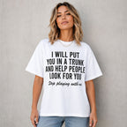 Stop Playing With Me bold statement graphic tee white front print model