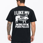 I Like My Butt Rubbed BBQ graphic tee black back print male model