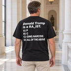 Donald Trump Multiple Choice black T-shirt back adult model lifestyle photo