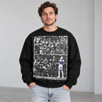 Lamb 88 Stadium Crowd Football Graphic Sweatshirt and Tee black front print on model