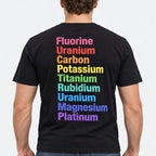 Black graphic tee back adult model with Rainbow Elements design