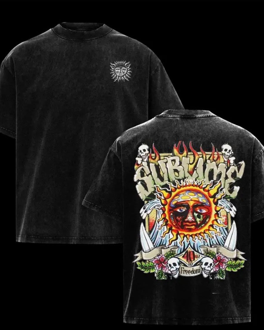 Sun Skull Vintage-Wash Grafik-T-Shirt