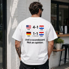 Just A Scoreboard soccer humor graphic tee white back print male model