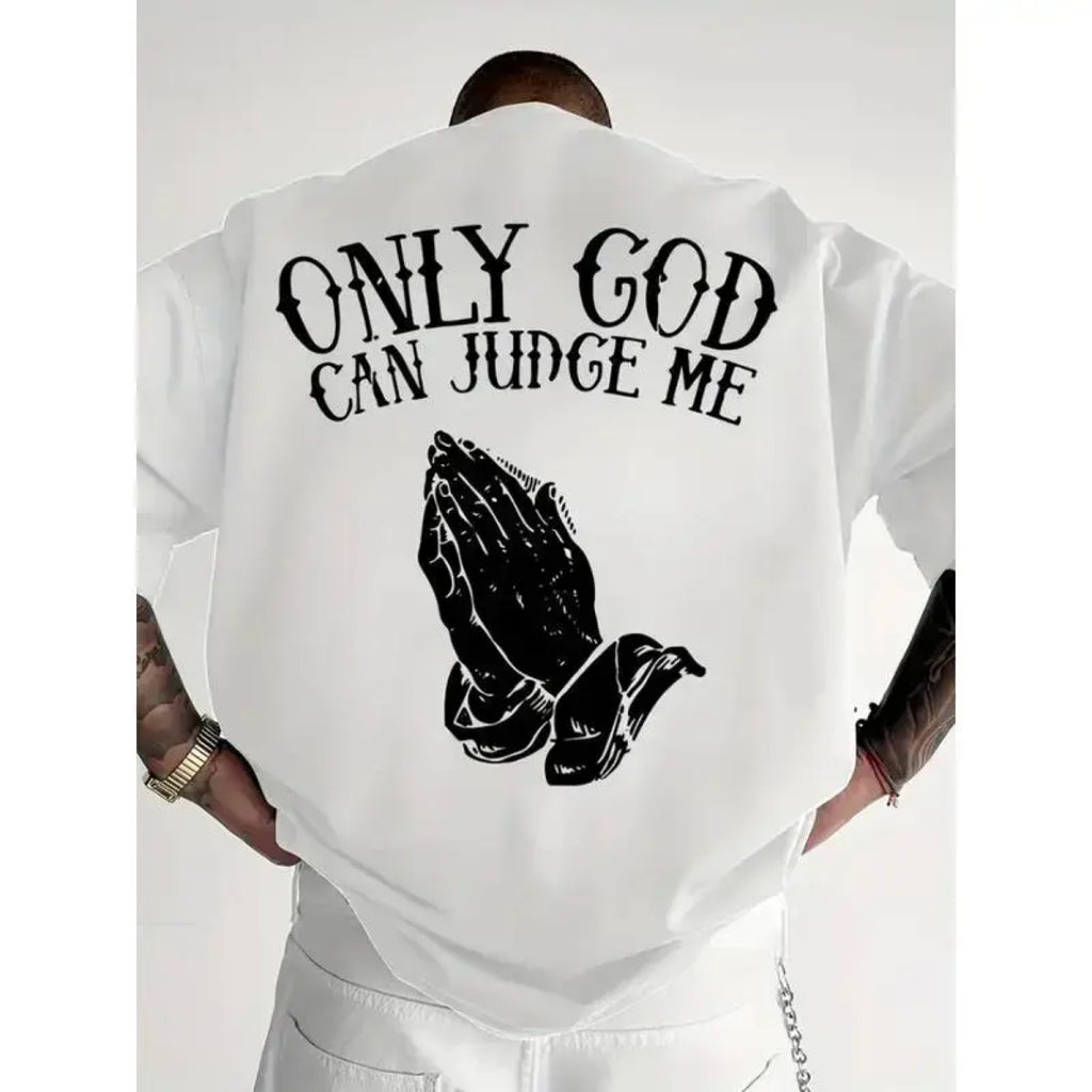 Only God Can Judge Me Oversized Faith Graphic Tee front print product photo 01 | Diya Glow