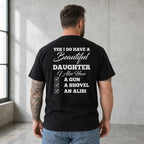 Beautiful Daughter protective dad graphic tee black back print male model