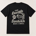 The Knuckle Sandwich Bar & Grill Funny Graphic Tee front print product photo 02 | Diya Glow