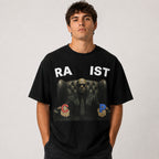 RA IST Red Blue Choice meme graphic tee black front model