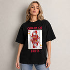 Queen Of Farts playing card graphic tee black front print model
