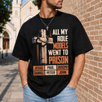 All My Role Models Went To Prison faith graphic tee black front church street model