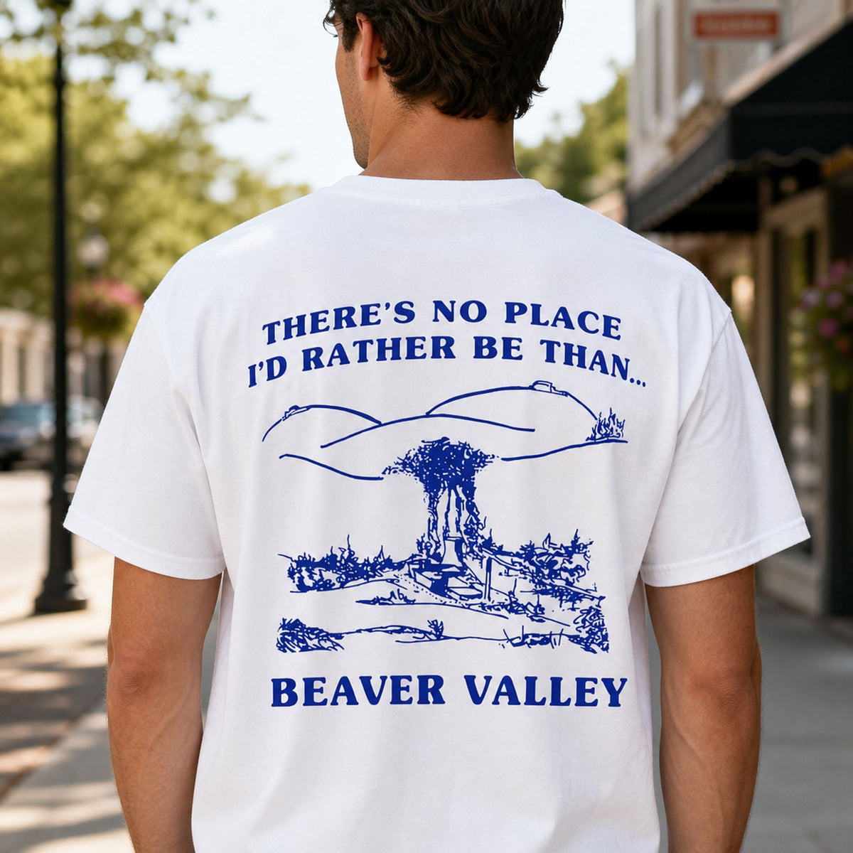 Beaver Valley hometown pride graphic tee white back print male model