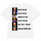 Bar Lineup political meme graphic tee white back print flat lay