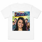 iCharlie retro TV show cast graphic tee white front print flat lay