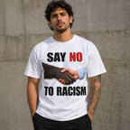 Say No To Racism anti-racism graphic tee white front model