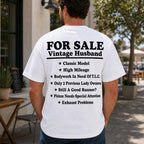 For Sale Vintage Husband funny graphic tee white back print male model