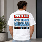Fact Of Life Calendar funny back print graphic tee white male model