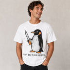 Flight Was Never An Option penguin graphic tee white front model