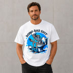 Dad Duty Skeleton Bathroom Break funny dad graphic tee white front print male model
