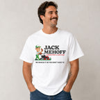 Jack Mehoff Landscaping funny lawn care graphic tee white front print male model