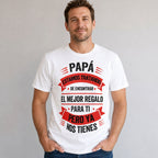 Papa Ya Nos Tienes Spanish dad gift graphic tee white front model