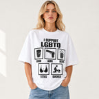 I Support LGBTQ Funny Graphic Tee front print product photo 02 | Diya Glow