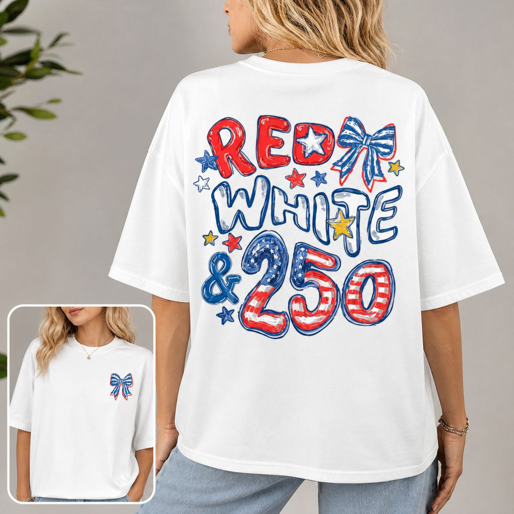 Red White & 250 Patriotic Graphic Tee front print product photo 02 | Diya Glow