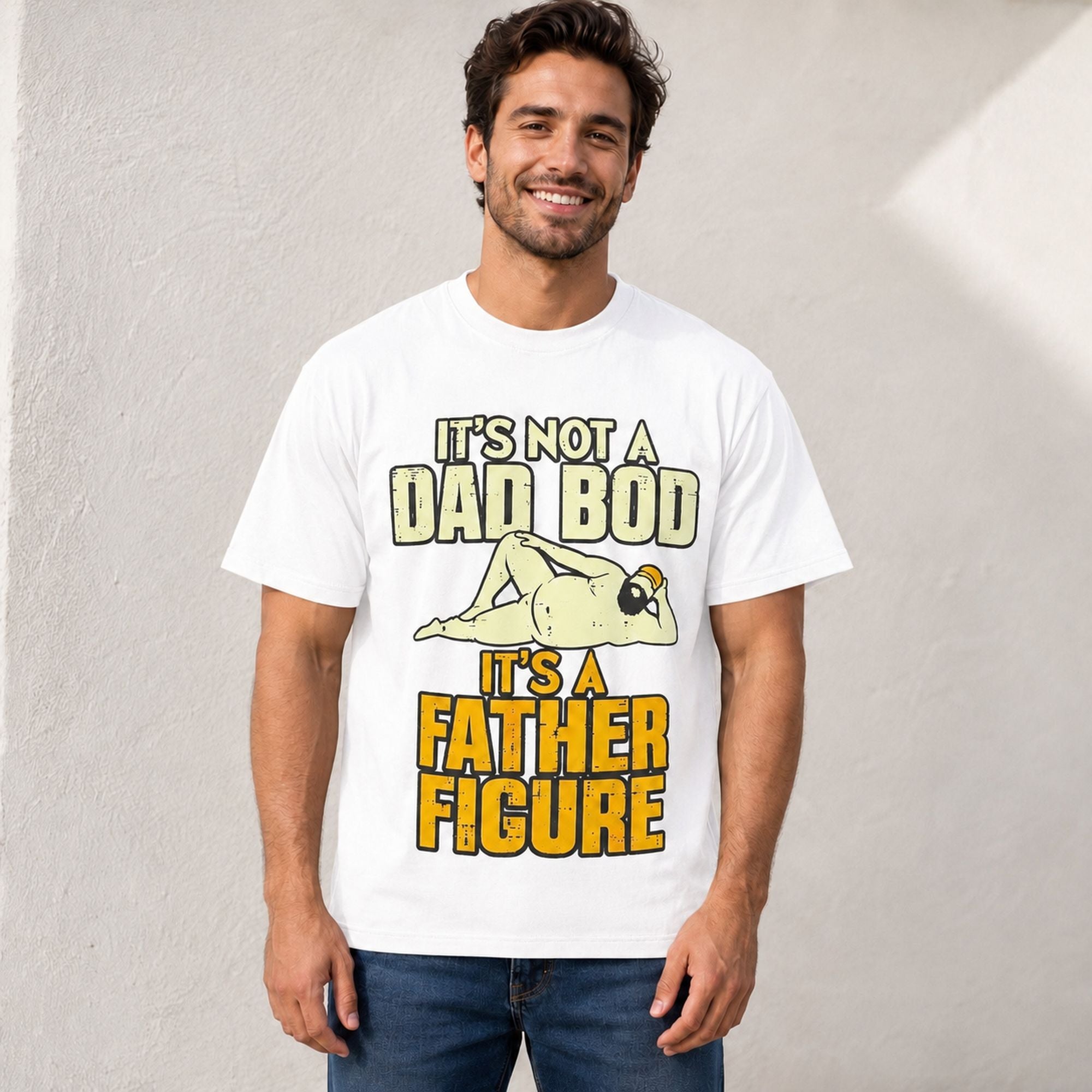 It's Not A Dad Bod Father Figure graphic tee white front model