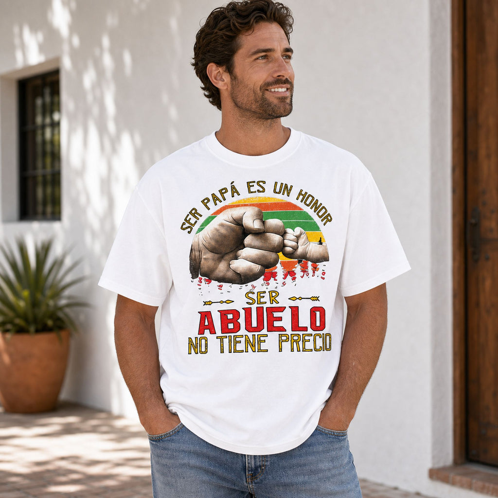 Ser Papa Es Un Honor Abuelo Spanish Father's Day graphic tee white front model