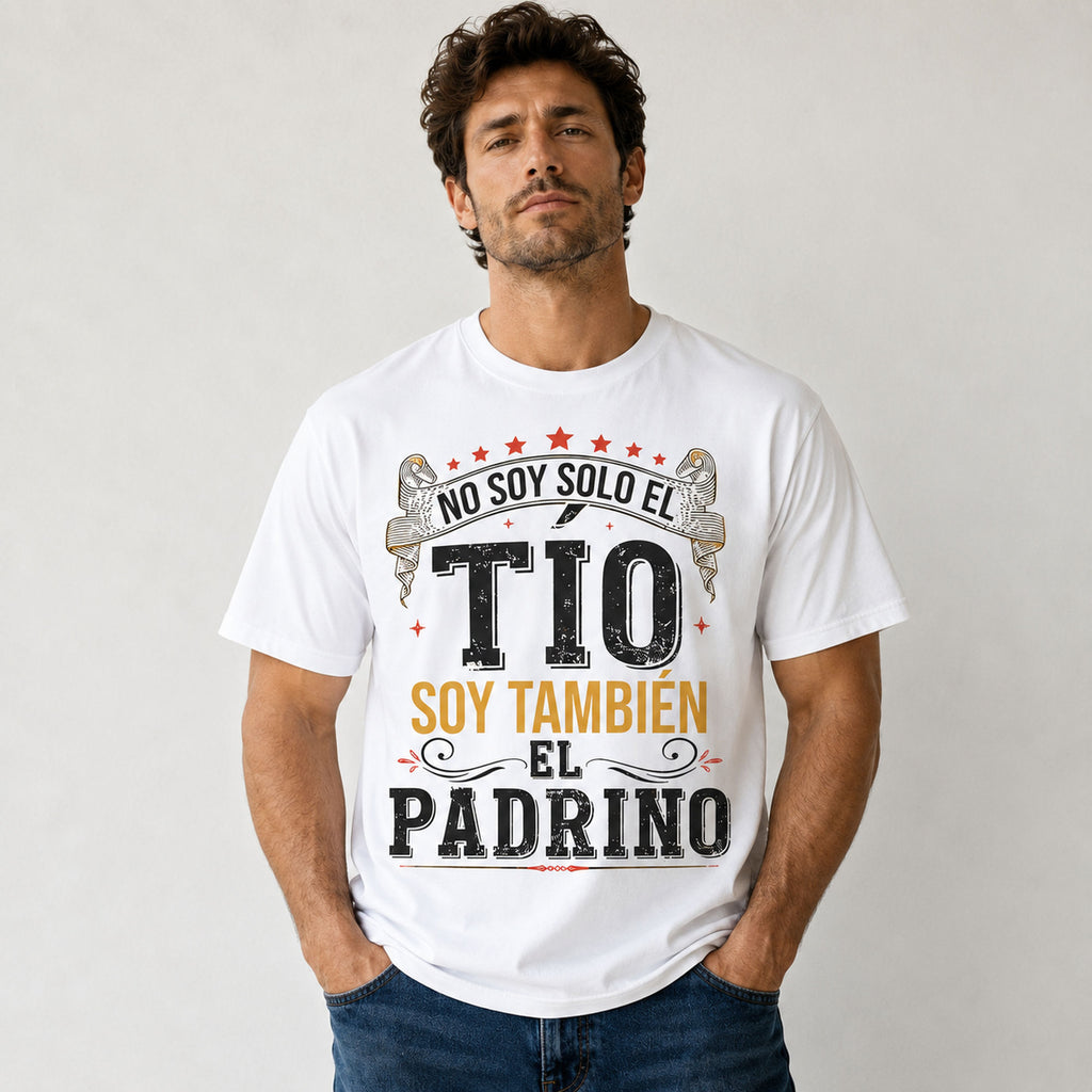 No Soy Solo El Tio Soy Tambien El Padrino Spanish godfather graphic tee white front model