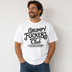 Grumpy Fucker's Club funny graphic tee white front print male model