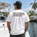 Gulf of Mexico Kennedy Center Lake Ontario FDT white back-print graphic tee marina lifestyle model