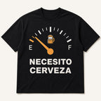 Necesito Cerveza beer gauge graphic tee black front flat lay