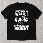 I Farted In My Wallet funny donkey graphic tee, black front flat lay on light stone
